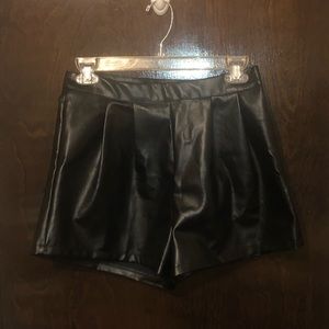 High waisted faux leather shorts